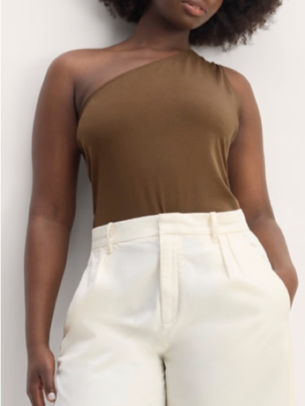 Everlane One-Shoulder Brown Tank Top